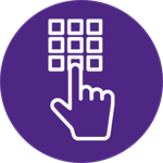 Icon showing a finger pressing a phone key